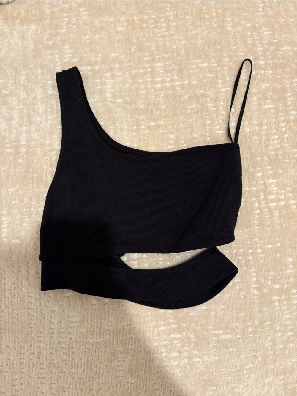 Garage Black One-Shoulder Crop Top with Strap